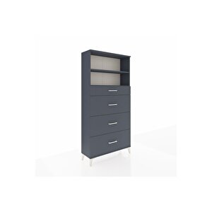 Arges Dolap 2 Raflı 4 Çekmeceli 88x30x182 Antrasit-antrasit