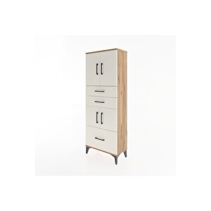 Arges Dolap 3 Raflı 3 Çekmeceli 4 Kapaklı 60x30x163 Çam-aytaşı