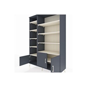 Hyperion Dolap 10 Raflı 3 Kapaklı 132x44x195 Antrasit-antrasit/aytaşı