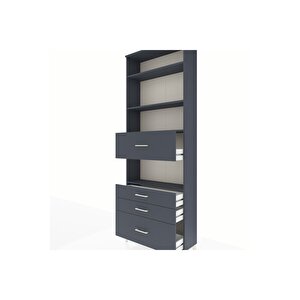 Arges Dolap 4 Raflı 4 Çekmeceli 88x30x243 Antrasit-antrasit