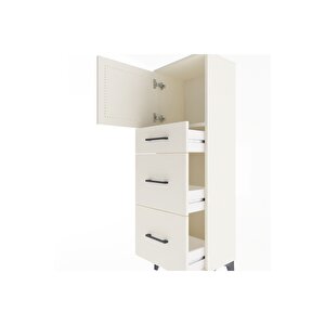 Arges Dolap Tek Raflı 3 Çekmeceli Tek Kapaklı 44x30x134 Aytaşı-aytaşı