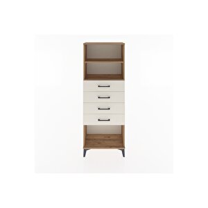 Arges Dolap 2 Raflı 4 Çekmeceli 60x30x163 Çam-aytaşı