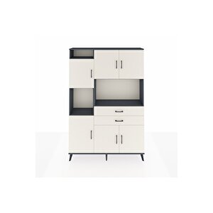 Arges Gardrop 8 Raflı 2 Çekmeceli 6 Kapaklı 132x30x195 Antrasit-aytaşı