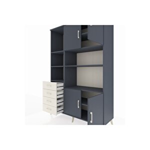 Hyperion Dolap 8 Raflı 4 Çekmeceli 4 Kapaklı 132x44x195 Antrasit-antrasit/aytaşı