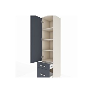 Hyperion Dolap 4 Raflı 2 Çekmeceli Tek Kapaklı 44x44x195 Aytaşı-antrasit