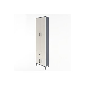 Arges Dolap 4 Raflı Tek Çekmeceli 4 Kapaklı 60x30x243 Antrasit-aytaşı