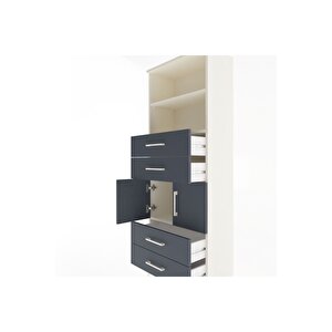 Arges Dolap 3 Raflı 4 Çekmeceli 2 Kapaklı 60x30x163 Aytaşı-antrasit