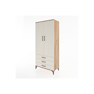 Hyperion Dolap 4 Raflı 3 Çekmeceli 2 Kapaklı 88x44x195 Çam-aytaşı