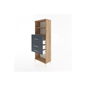 Arges Dolap 2 Raflı 3 Çekmeceli 60x30x163 Çam-antrasit
