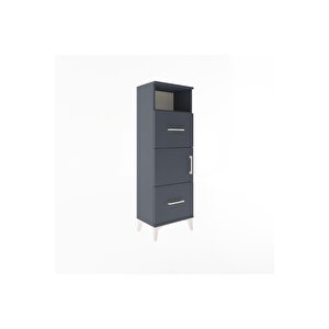 Arges Dolap 2 Raflı 2 Çekmeceli Tek Kapaklı 44x30x134 Antrasit-antrasit