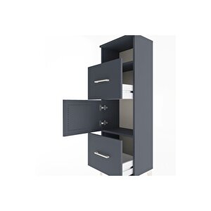 Arges Dolap 2 Raflı 2 Çekmeceli Tek Kapaklı 44x30x134 Antrasit-antrasit