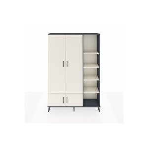 Arges Gardrop 6 Raflı 4 Kapaklı Tek Askılı 132x30x195 Antrasit-aytaşı