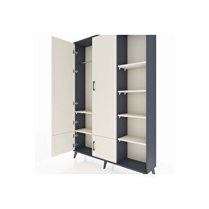 Arges Gardrop 6 Raflı 4 Kapaklı Tek Askılı 132x30x195 Antrasit-aytaşı