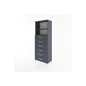 Arges Dolap 2 Raflı 6 Çekmeceli 60x30x163 Antrasit-antrasit