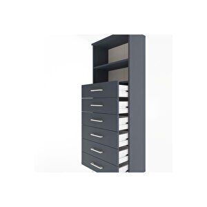 Arges Dolap 2 Raflı 6 Çekmeceli 60x30x163 Antrasit-antrasit