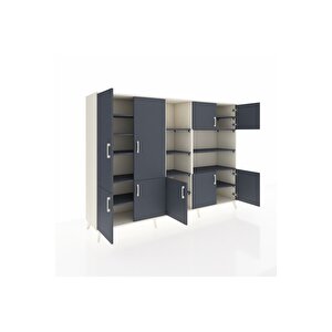 Hyperion Dolap 14 Raflı 9 Kapaklı 220x44x163 Aytaşı-antrasit