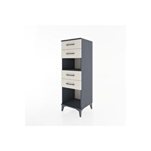 Hyperion Dolap Tek Raflı 4 Çekmeceli 44x44x134 Antrasit-aytaşı