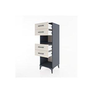 Hyperion Dolap Tek Raflı 4 Çekmeceli 44x44x134 Antrasit-aytaşı