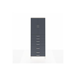 Arges Dolap 3 Raflı 5 Çekmeceli 2 Kapaklı 88x30x243 Aytaşı-antrasit