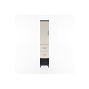 Hyperion Dolap 3 Raflı 2 Çekmeceli Tek Kapaklı 44x44x221 Antrasit-aytaşı