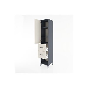 Hyperion Dolap 3 Raflı 2 Çekmeceli Tek Kapaklı 44x44x221 Antrasit-aytaşı