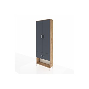 Arges Dolap Tek Raflı Tek Çekmeceli Tek Askılı 88x30x243 Çam-antrasit