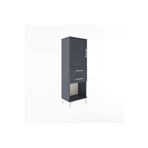 Arges Dolap 2 Raflı 2 Çekmeceli Tek Kapaklı 44x30x134 Antrasit-antrasit