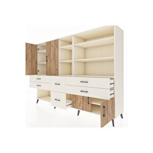 Hyperion Dolap 10 Raflı 6 Çekmeceli 4 Kapaklı 220x44x163 Aytaşı-çam/aytaşı