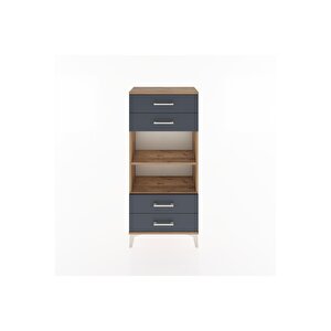 Hyperion Dolap 2 Raflı 4 Çekmeceli 60x44x134 Çam-antrasit