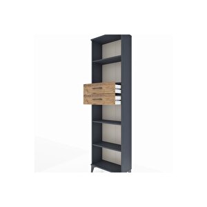 Arges Dolap 4 Raflı 2 Çekmeceli 60x30x221 Antrasit-çam