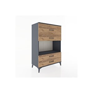 Hyperion Dolap Tek Raflı 4 Çekmeceli 88x44x134 Antrasit-çam