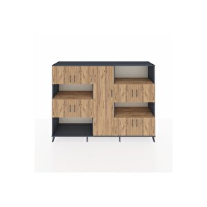 Hyperion Dolap 10 Raflı 9 Kapaklı 220x44x163 Antrasit-çam