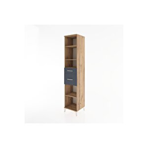 Hyperion Dolap 4 Raflı 2 Çekmeceli 44x44x221 Çam-antrasit