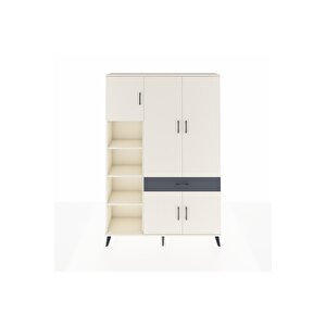 Arges Dolap 8 Raflı Tek Çekmeceli 5 Kapaklı 132x30x195 Aytaşı-aytaşı/antrasit