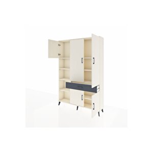 Arges Dolap 8 Raflı Tek Çekmeceli 5 Kapaklı 132x30x195 Aytaşı-aytaşı/antrasit