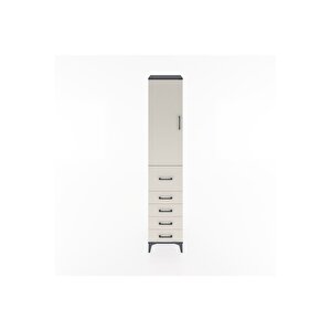 Hyperion Dolap 2 Raflı 5 Çekmeceli Tek Askılı 44x44x221 Antrasit-aytaşı