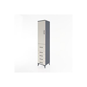 Hyperion Dolap 2 Raflı 5 Çekmeceli Tek Askılı 44x44x221 Antrasit-aytaşı