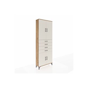Arges Dolap 3 Raflı 4 Çekmeceli 4 Kapaklı 88x30x243 Çam-aytaşı