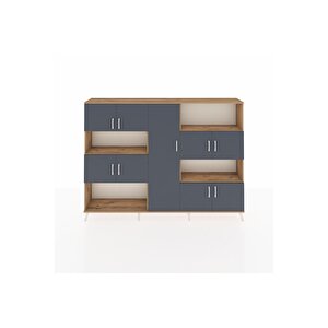 Arges Dolap 10 Raflı 9 Kapaklı 220x30x163 Çam-antrasit/çam