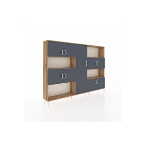 Arges Dolap 10 Raflı 9 Kapaklı 220x30x163 Çam-antrasit/çam