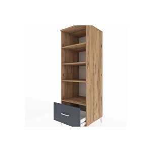 Kronos Dolap 4 Raflı Tek Çekmeceli 60x59x182 Çam-antrasit