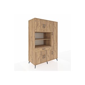 Kronos Dolap 10 Raflı Tek Çekmeceli 6 Kapaklı 132x59x195 Çam-çam/çam