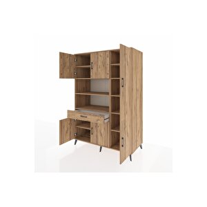 Kronos Dolap 10 Raflı Tek Çekmeceli 6 Kapaklı 132x59x195 Çam-çam/çam