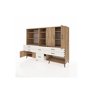Kronos Dolap 10 Raflı 6 Çekmeceli 4 Kapaklı 220x59x163 Çam-çam/aytaşı