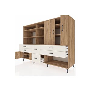 Kronos Dolap 10 Raflı 6 Çekmeceli 4 Kapaklı 220x59x163 Çam-çam/aytaşı