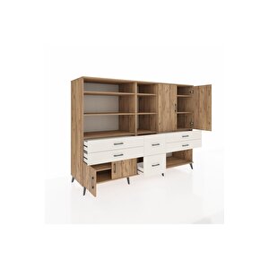 Kronos Dolap 10 Raflı 6 Çekmeceli 4 Kapaklı 220x59x163 Çam-çam/aytaşı