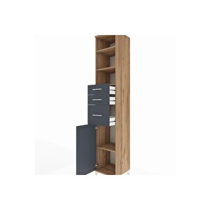 Hyperion Dolap 4 Raflı 3 Çekmeceli Tek Kapaklı 44x44x243 Çam-antrasit