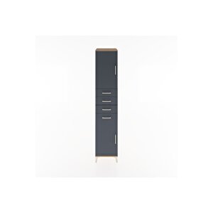 Hyperion Dolap 3 Raflı 4 Çekmeceli 2 Kapaklı 44x44x221 Çam-antrasit