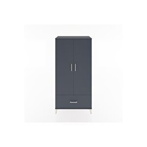 Hyperion Dolap 4 Raflı Tek Çekmeceli 2 Kapaklı 88x44x182 Antrasit-antrasit