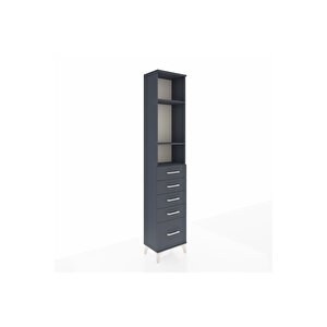 Arges Dolap 3 Raflı 5 Çekmeceli 44x30x221 Antrasit-antrasit